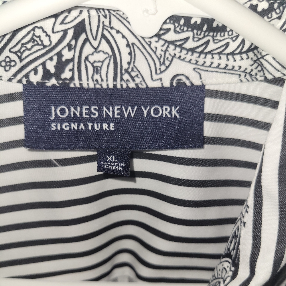 💰⏳️Jones New York Signature Collection XL Button Down Paisely Detail NWT - Picture 5 of 12
